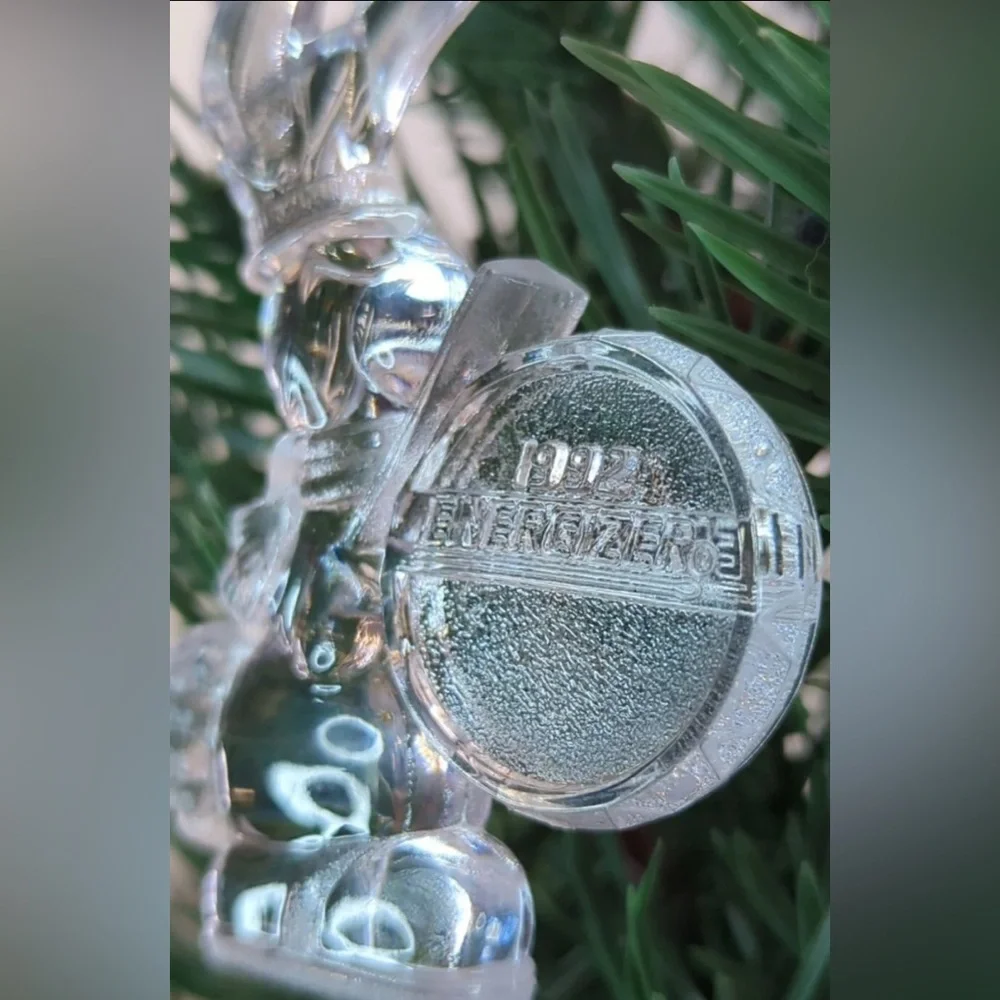 Vintage 1992 Energizer Bunny Clear Acrylic Ornaments Set  Christmas Decor